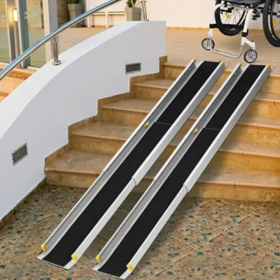 Telescoping Wheelchair Ramp for Home Steps, Aluminum Portable Wheelchair Ramps with Carrying Bag, Weight Capacity 600 LBS,1 Pair image {4}