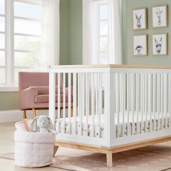 Quilted Gauze Medium Round Storage Bin - Cloud Island&trade; Pink Stripe image {1}