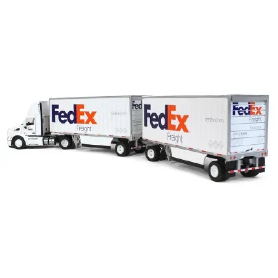 Diecast Masters 1/50 Limited Edition FedEx Peterbilt 579 Single Axle Day Cab w/ 2 Wabash 28&rsquo; Pup Trailers 65190 image {2}