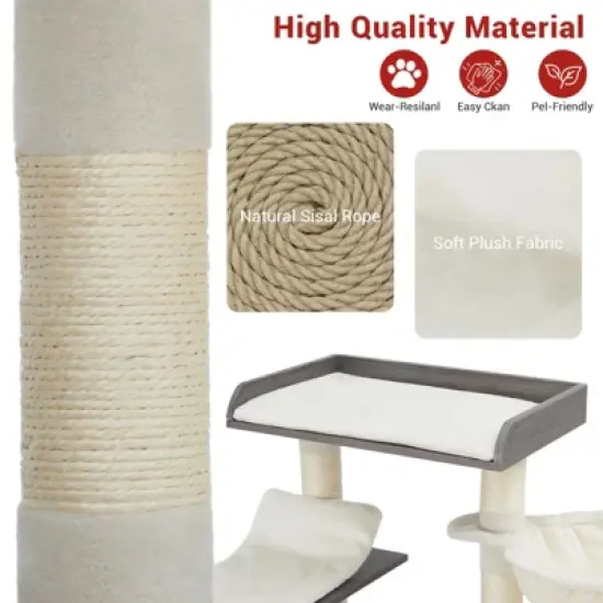 Cat Tree with Toy, Cat Tower Condo for Indoor Cats Features Scratching Post image {5}