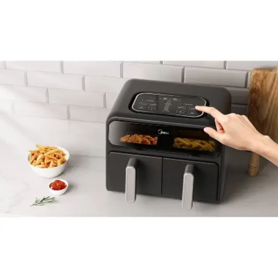 Midea 8.4qt Two-Zone Air Fryer: Dual Baskets, Digital Control, Nonstick, Cool Touch, 1650W, Black image {10}