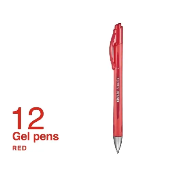 Staples Sonix Retractable Gel-Ink Pens Medium Point Red Dozen (13562-CC) 651255 image {1}