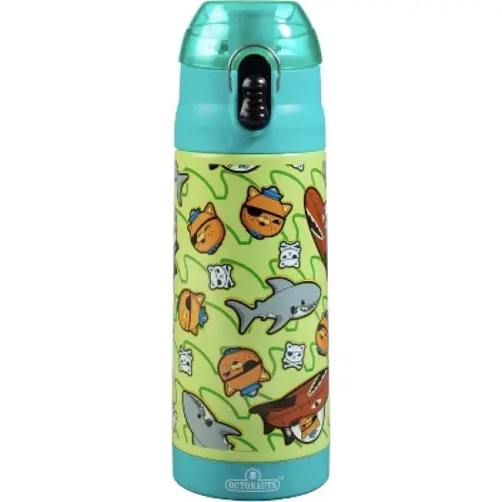 Octonauts Above & Beyond Stainless Steel 13 oz Reusable Water Bottle for Kids, Teal - Spill Proof Lid w/Built-in Straw - Fits Most Lunch Bags image {3}