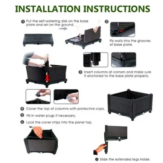 Costway Set of 4 Raised Garden Bed Elevated Flower Vegetable Herb Grow Planter Box Brown image {9}