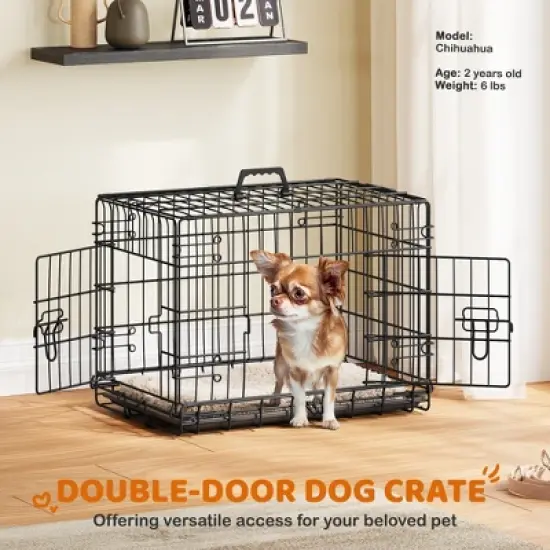 Yaheetech Metal Dog Crate for Small to Medium-Sized Dogs, Black image {1}