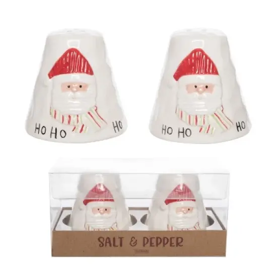 Transpac Jolly Santa Ceramic Salt and Pepper Shaker Set Multicolor Christmas Tabletop Decor for Holiday Dining image {1}