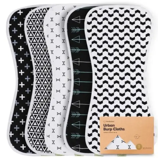 5pk Urban Baby Burp Cloths, Organic Burping Cloth for Babies, Burp Rags for Baby Girls, Boys image {15}