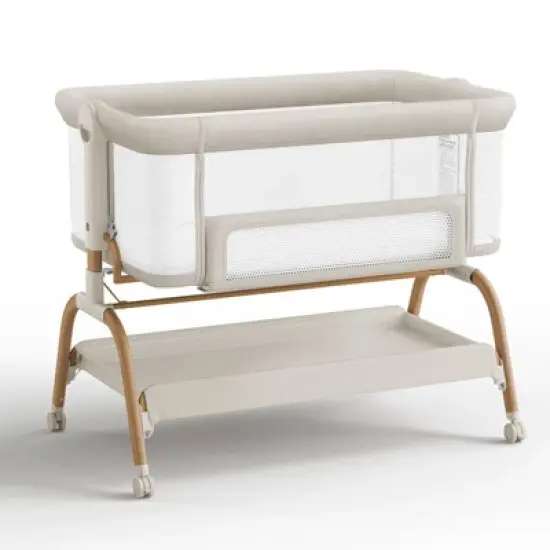 BabyBond Baby Bassinet 3 in 1 Bedside Sleeper with Soft Mattress and Sheet, 6 Height Adjustable baby sleeper,Bedside Crib for Infants image {7}