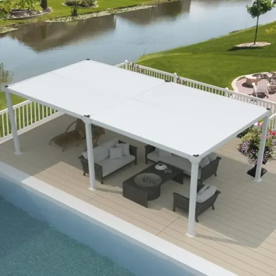 Aoodor Aluminum Pergola Rainproof Gazebo Patio Sun Shade Shelter with Adjustable Roof-White image {5}