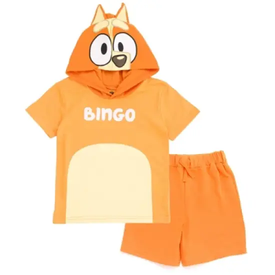 Bluey Hooded Cosplay T-Shirt and French Terry Shorts Outfit Set Toddler to Little Kid image {4}