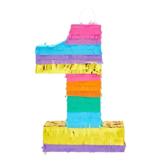 Blue Panda Rainbow Number 1 Pinata for 1st Birthday Party Supplies, Fiesta , Cinco de Mayo Celebration (Small, 16.5 x 11 x 3 In) image {5}