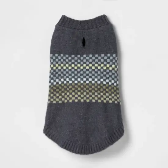 Fairisle Stripe Cool Colorway Dog and Cat Sweater - Gray - Boots & Barkley&trade; image {1}