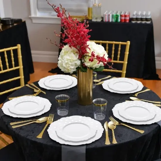 Smarty Had A Party 7.5" White w/ Silver Dots Blossom Plastic Salad Plates - 120 pcs image {7}