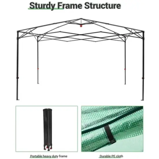 Portable Greenhouse, Instant Pop-Up Plant Gardening Green House Canopy, Outdoor Grow Tent with Zippered Doors, Roll-Up Side Windows image {2}