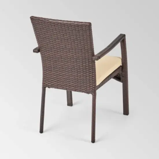 Marconi 7pc Acacia Wood Dining Set with Wicker Chairs & Cushions - Christopher Knight Home image {5}