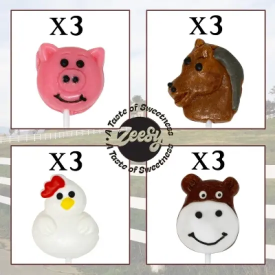 Zeesy Farm Animal Lollipops &ndash; 12 Pack Individually Wrapped Candy for Farm Birthday Party Favors & Baby Showers image {2}