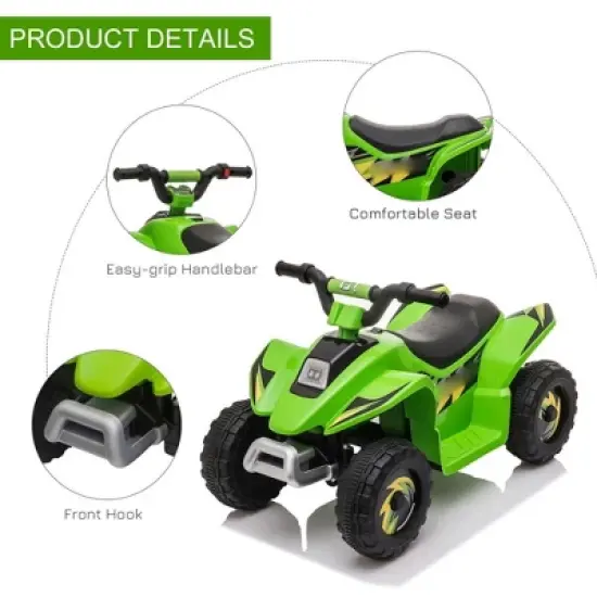 Resenkos Electric Ride-on Car,6V Kids ATV 4-Wheeler Ride on Car, Electric Motorized Quad Battery Powered Vehicle, Green image {3}