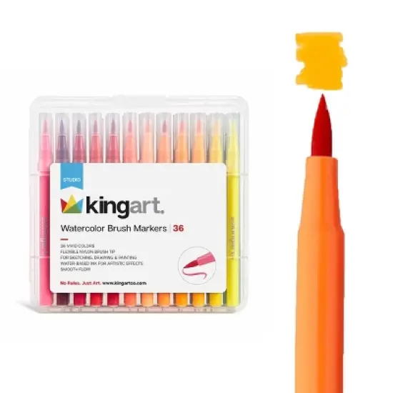 KINGART Watercolor Brush Markers 36 Colors image {10}