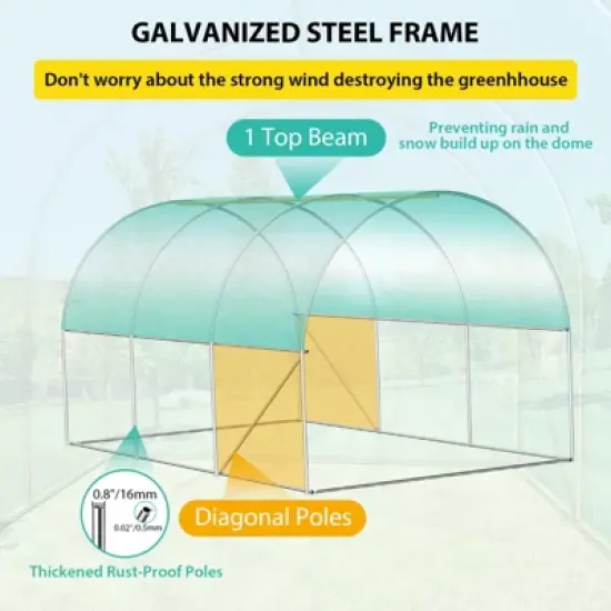 Walk-in Greenhouse for Outdoor Plants with 8 Mesh Vents, Weatherproof PE Cover & Roll-Up Zipper Door - Ideal for Vegetables, Flowers and Gardening image {3}