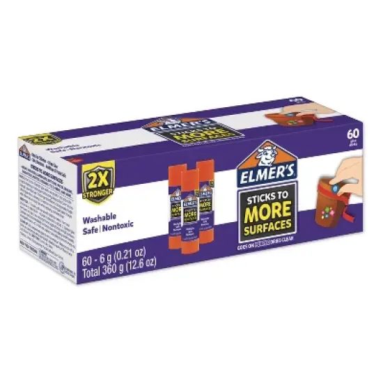 Elmer's Extra-Strength School Glue Sticks 0.21 oz Dries Clear 60/Pack 2027017 image {3}