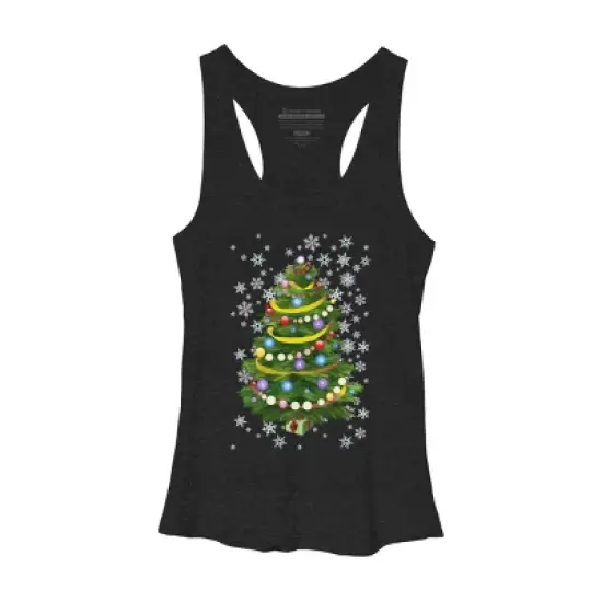Women's Design By Humans Christmas Tree and Snowflakes By IvaW Racerback Tank Top image {3}