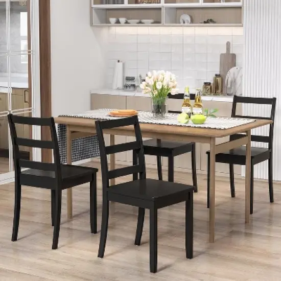 Costway Dining Chairs Set of 4 Wood Dining Room Kitchen Side Chairs image {3}