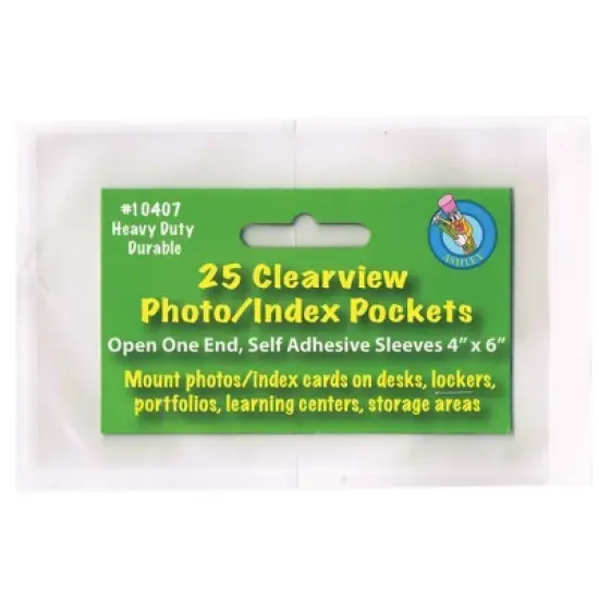5pk 4" x 6" 25/Pack Clear View Self-Adhesive Photo/Index Card Pockets - Ashley Productions: Plastic Card Sleeves, Protectors image {1}