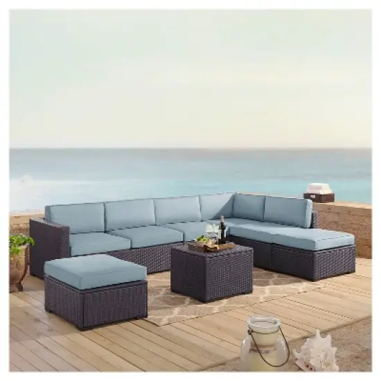 Biscayne 6pc All-Weather Wicker Patio Seating Set - Mist - Crosley image {3}