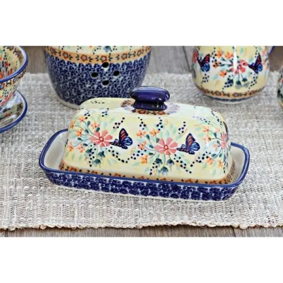 Blue Rose Polish Pottery M074 Manufaktura Butter DIsh image {1}