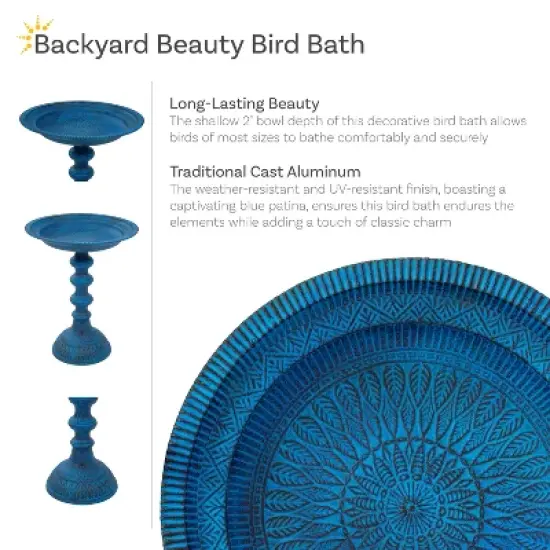 Sunnydaze Backyard Beauty Cast Aluminum Metal Bird Bath image {14}