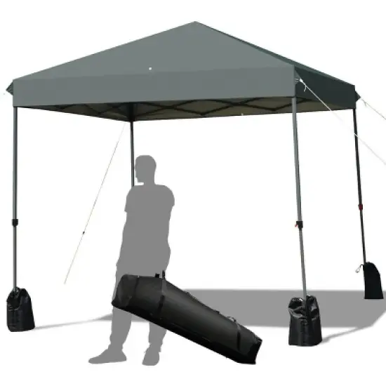 Costway 8x8 FT Pop up Canopy Tent Shelter Wheeled Carry Bag 4 Canopy Sand Bag image {11}