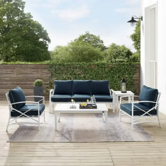 Kaplan 5pc Outdoor Sofa Set with Sofa & 2 Chairs with Coffee Table & Side Table - Crosley
 image {6}