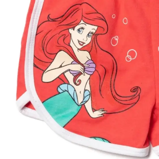 Disney Princess Belle Jasmine Moana Rapunzel Tiana Ariel Girls French Terry 3 Pack Shorts Toddler to Big Kid image {4}