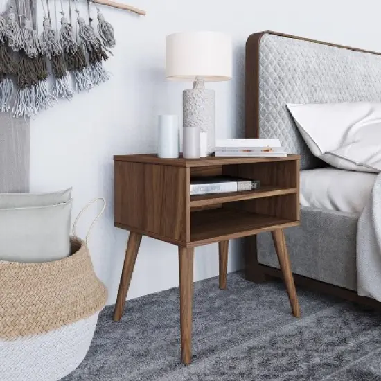 Valence Mid-Century Modern Nightstand Walnut - Eco Dream image {3}