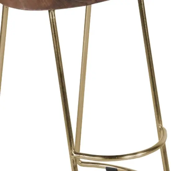 Farmhouse Counter Height Barstool with Wooden Saddle Seat and Tubular Frame - The Urban Port image {3}