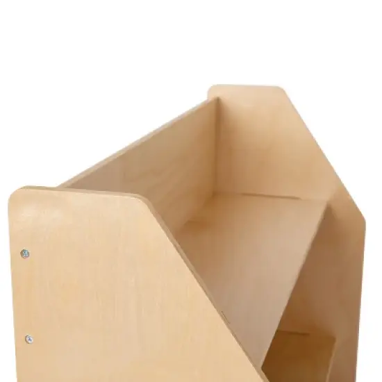 Flash Furniture Natural Wooden 3 Shelf Book Display with Safe, Kid Friendly Curved Edges - Commercial Grade for Daycare, Classroom or Playroom Storage image {5}