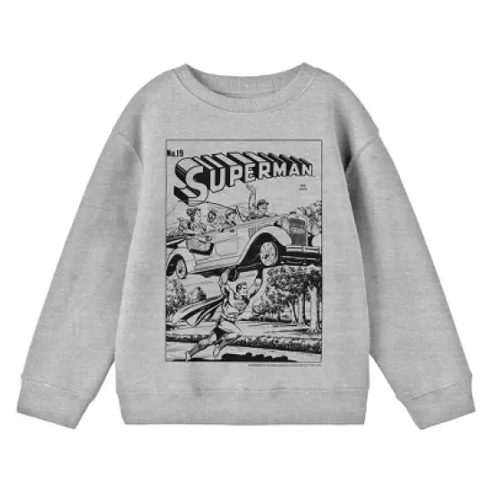 Superman Comic Cover No. 19 Crew Neck Long Sleeve Athletic Heather Youth Tee image {2}