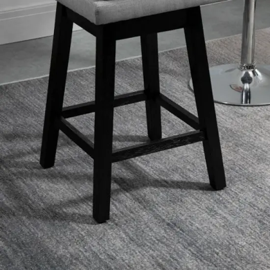 HOMCOM 28" Set of 2 Swivel Bar Height Bar Stools, Armless Upholstered Barstools Chairs with Soft Padding Cushion and Wood Legs image {5}