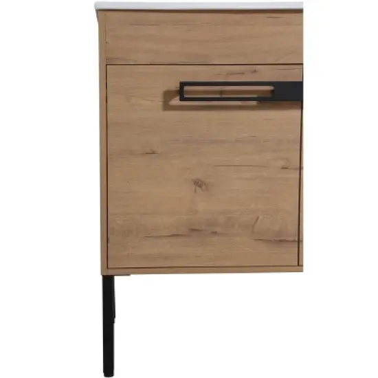 Bathroom Cabinet with Sink, Freestanding Bathroom Vanity or Floating Optional Conversion, Oak - ModernLuxe image {8}