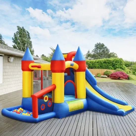 Costway Inflatable Bounce House Slide Bouncer Kids Castle Jumper w/ Balls & 780W Blower image {2}