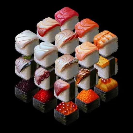 Junior's Design By Humans All The Sushi Cubed By EranFowler T-Shirt image {1}