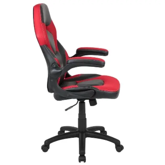 BlackArc Gamma Gaming Desk & Chair Set - Black & Red High Back Gaming Chair with Flip-Up Arms; Desk with Detachable Headphone Hook/Cupholder image {3}