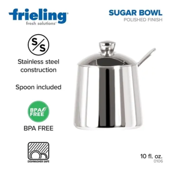 Frieling Sugar bowl /spoon, mirror finish, 10 fl. Oz., Stainless steel image {1}