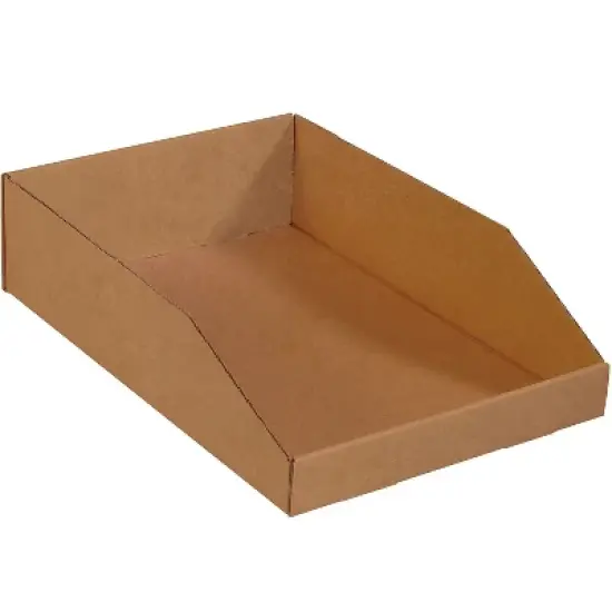 Box Partners Open Top Bin Boxes 12" x 18" x 4 1/2 Kraft 50/Bundle BINEB1812K image {1}