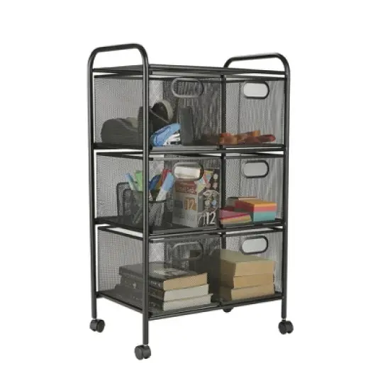 Mind Reader Metal Rolling File Cart with 3-Tier Drawer Organizer image {1}