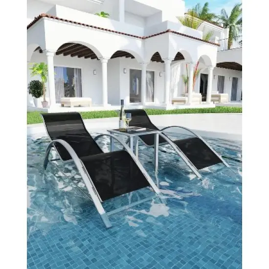 Patio Chaise Lounge Set of 3, Outdoor Pool/Beach Sunbathing Lawn Lounger with Arm & Side Table, for Poolside, Backyard image {7}