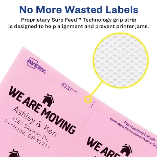 Avery Labels with Sure Feed, Assorted Bright Colors, 2" x 2-5/8", Laser/Inkjet, 150 Labels (4331) image {2}