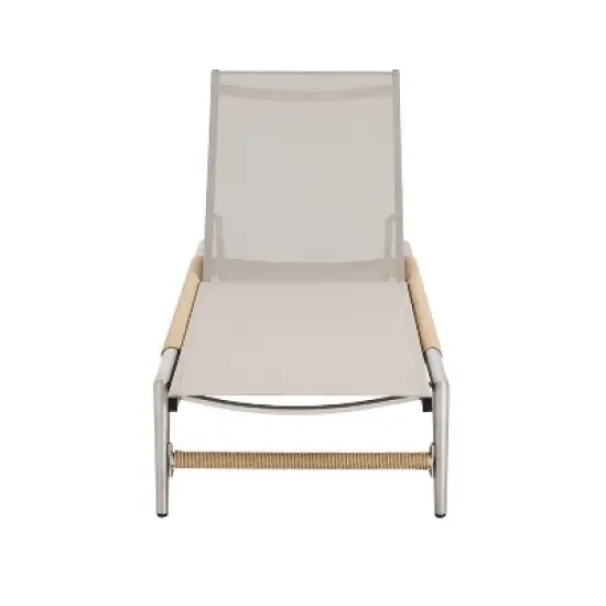 Christopher Knight Home Ally Patio Adjustable Mesh and Aluminum Chaise Lounges with Rope Wrapping, Silver image {3}