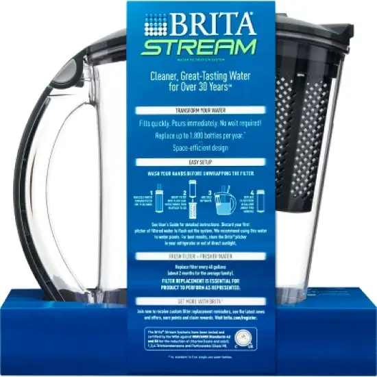 Brita Water Filter 10-Cup Stream Rapids Water Pitcher Dispenser - Gray image {5}
