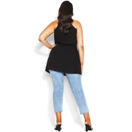 Women's Plus Size Waterfall Tunic  - Black | CITY CHIC image {1}